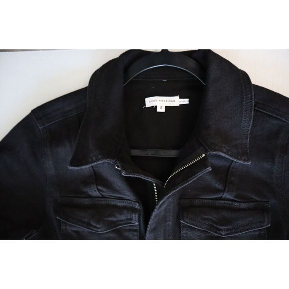 Good American GMJS126 Women's Sz 2 (M) Black Fit For Success Denim Jumpsuit - Picture 6 of 13